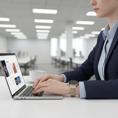 Bandz Pebble Round 2 - 14mm Milanese Loop Strap (Champagne)