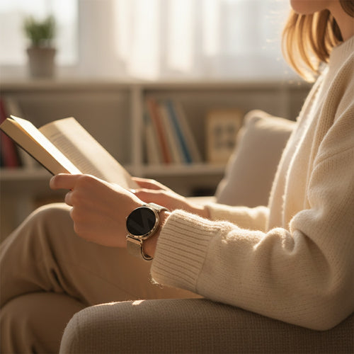 Bandz Pebble Round 2 - 14mm Milanese Loop Strap (Champagne)