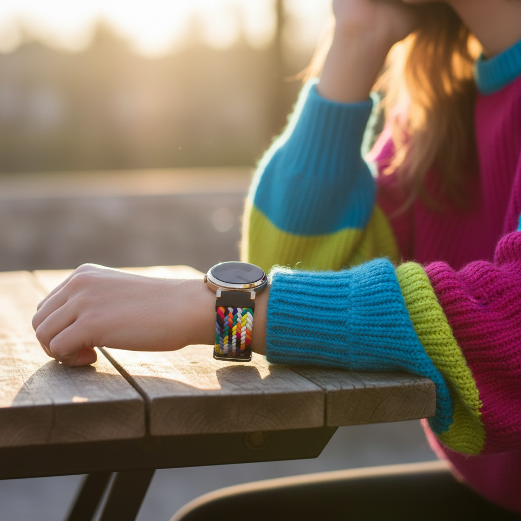 Bandz Garmin Lily 2 gevlochten nylon band (regenboog)