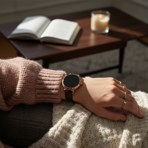 Bandz Pebble Round 2 - 14mm lederen band 'Deluxe' (zwart)