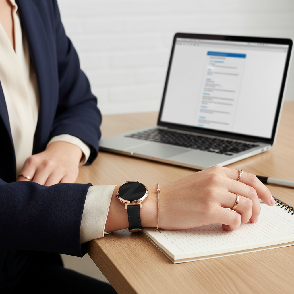 Leren horlogeband 14mm - universeel - zwart