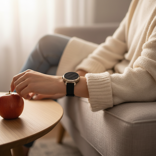 Pebble Round 2 - 14mm siliconen bandje (zwart)