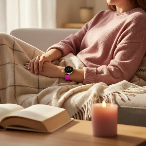 Pebble Round 2 - 14mm siliconen bandje (paars/roze)
