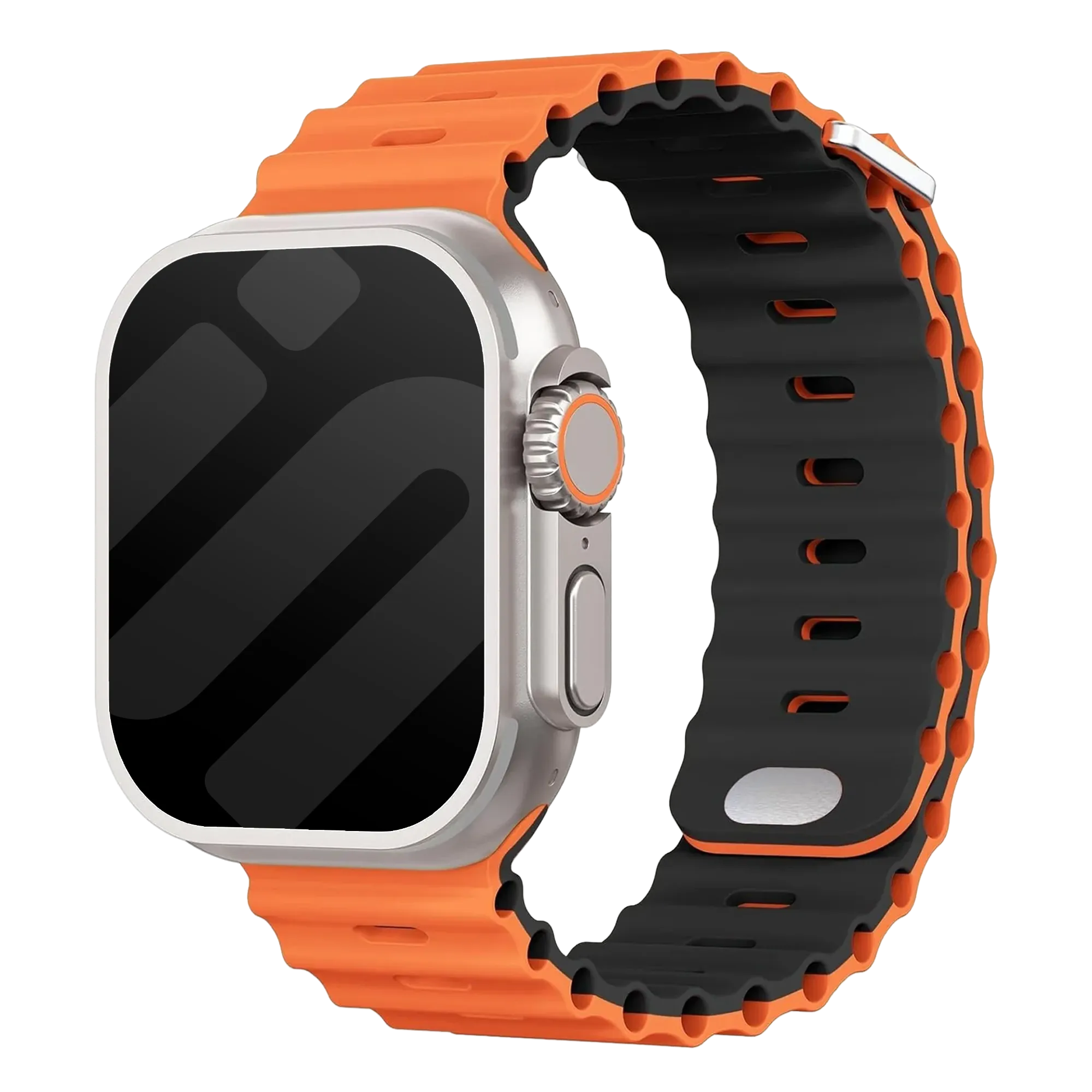 Apple Watch Ocean bandje met druksluiting (oranje/zwart)