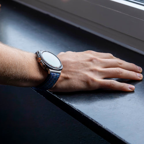 Bandz Samsung Galaxy Watch Ultra nylon loop band (blauw mix)