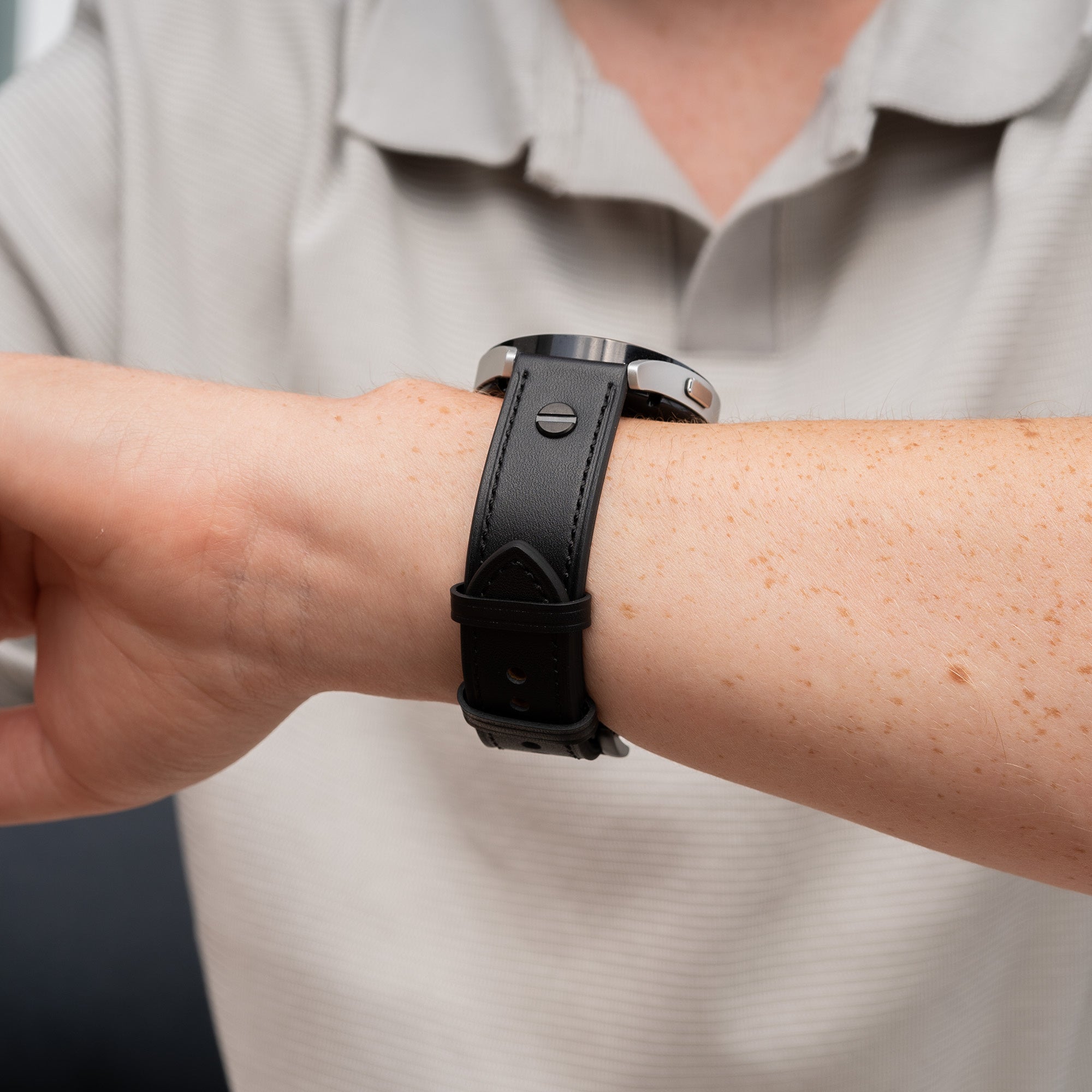 Amazfit Bip 3 (Pro) geschroefde leren bandje (zwart)