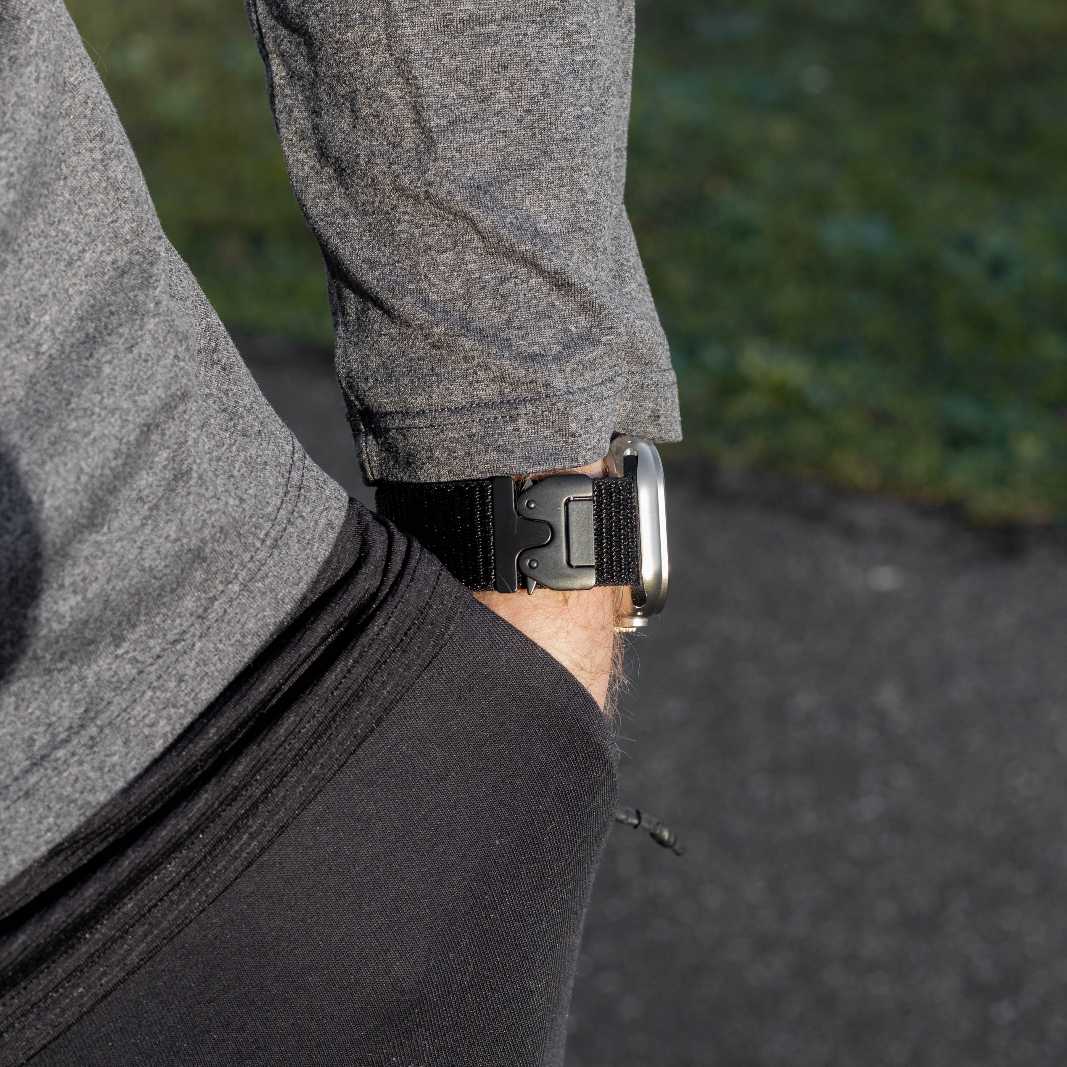 Bandz Apple Watch nylon band 'Classic' met P-buckle (zwart)