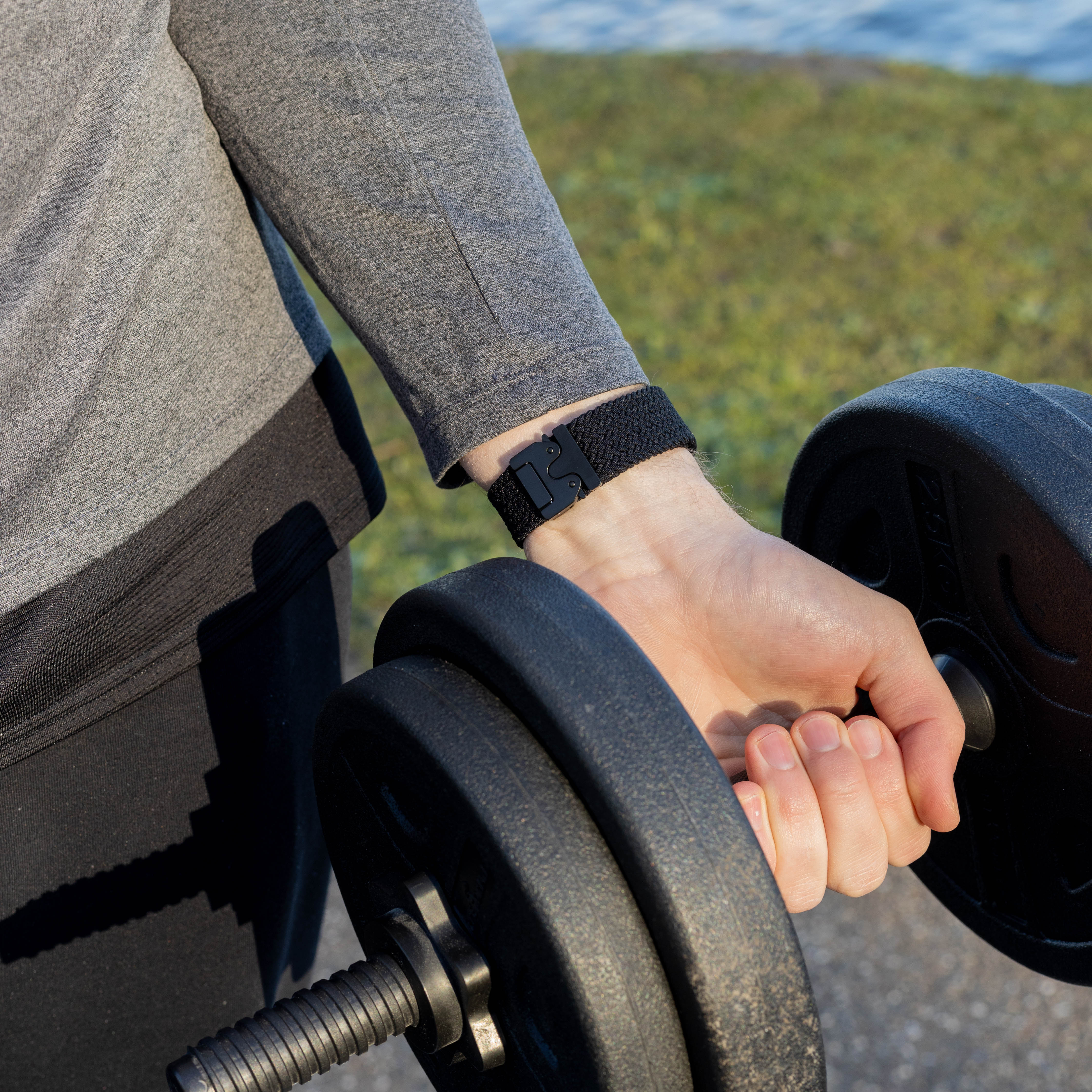 Bandz Apple Watch gevlochten nylon band met P-buckle (zwart)