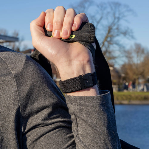 Bandz Apple Watch gevlochten nylon band met P-buckle (zwart)