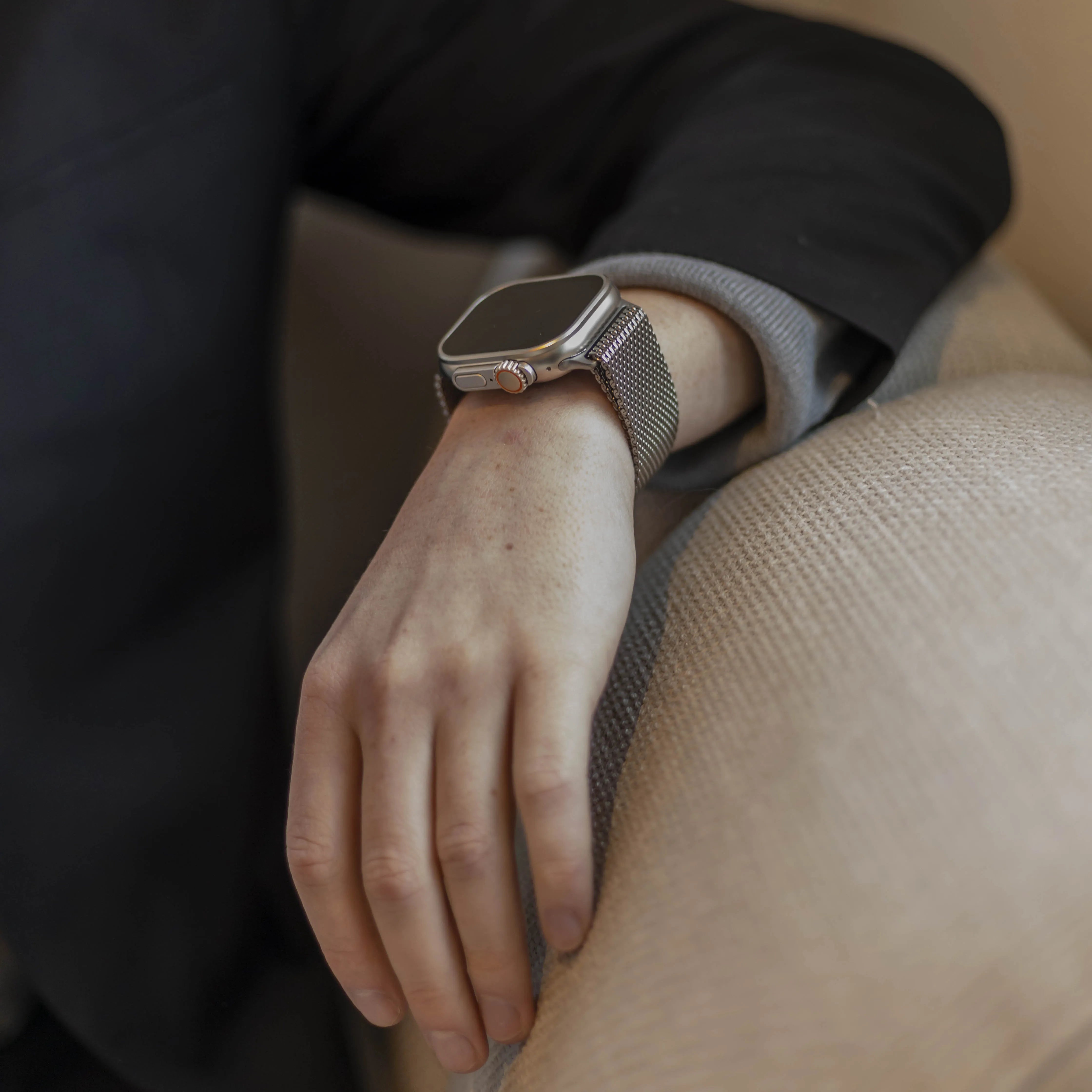Bandz Apple Watch Milanese loop band met P-buckle (zilver)