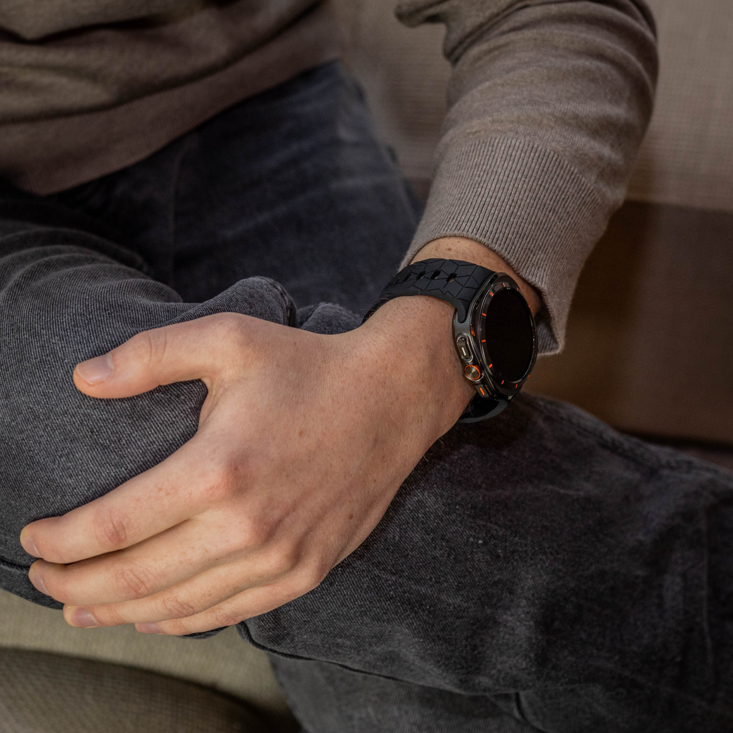 Bandz Samsung Galaxy Watch Ultra siliconen band 'Hexagons' (zwart)