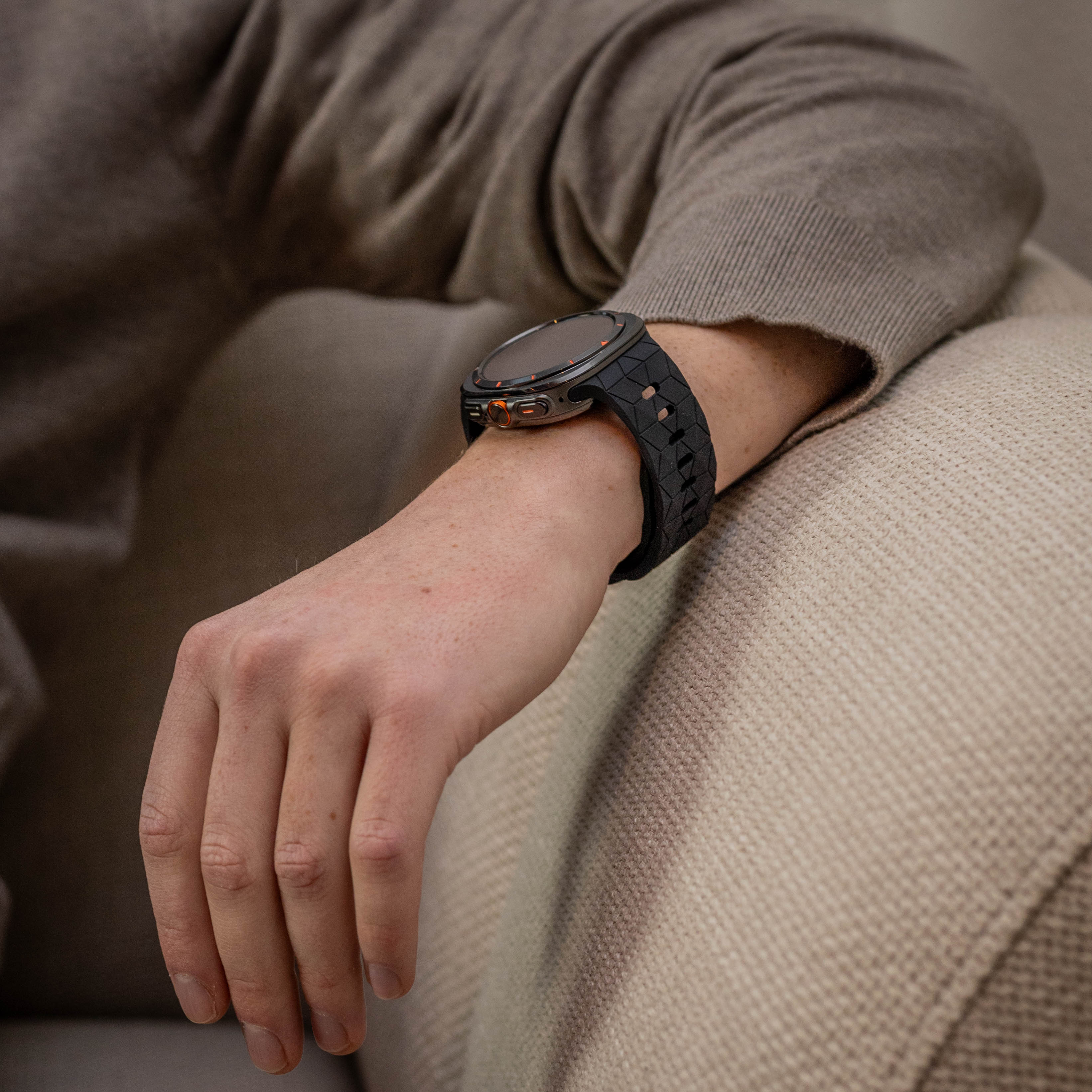 Bandz Samsung Galaxy Watch Ultra siliconen band 'Hexagons' (zwart)