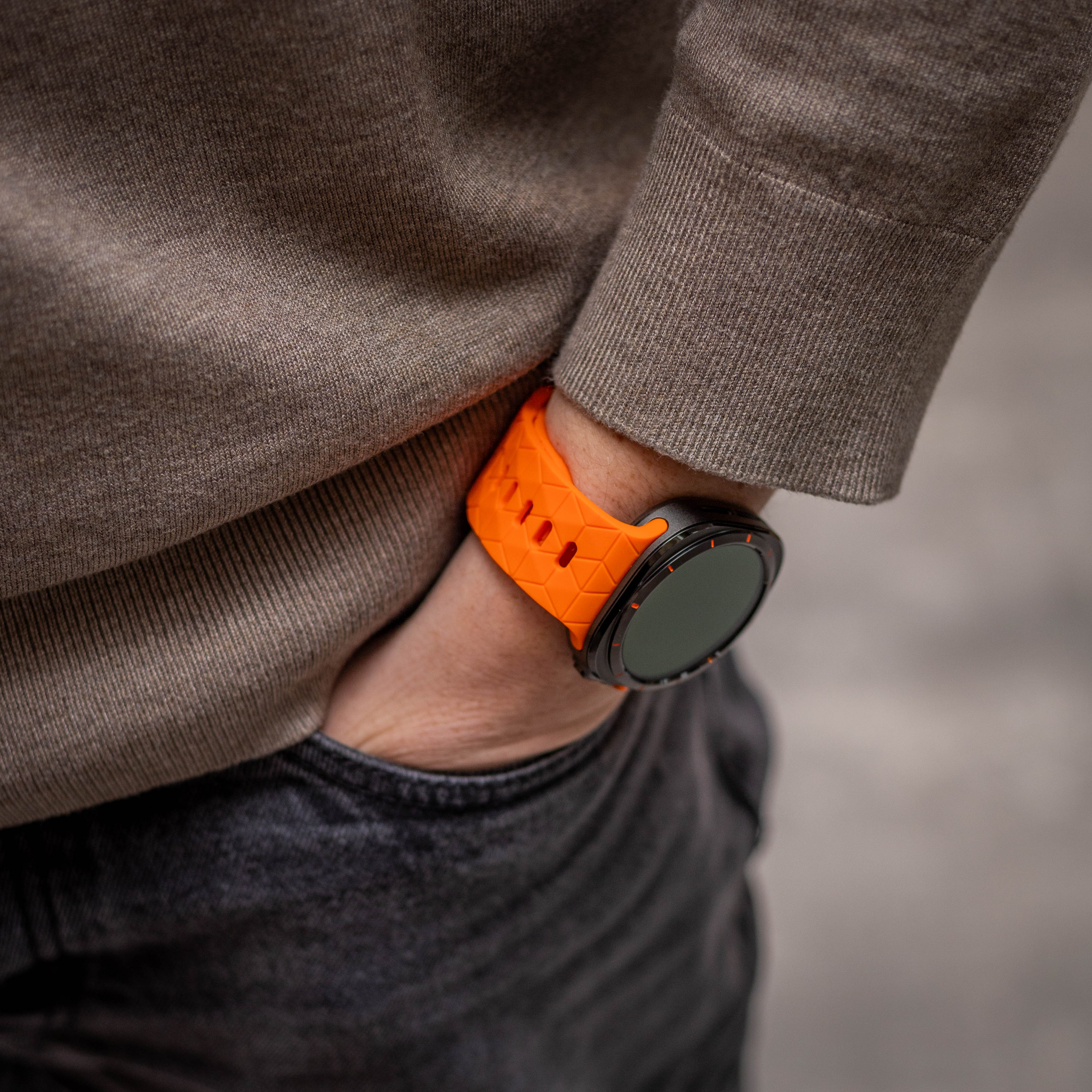 Bandz Samsung Galaxy Watch Ultra siliconen band 'Hexagons' (oranje)
