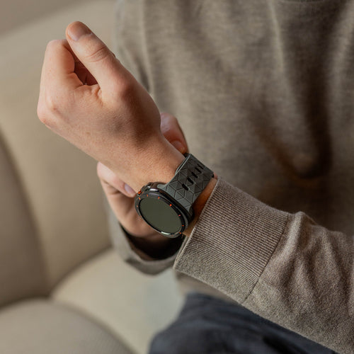 Bandz Samsung Galaxy Watch Ultra siliconen band 'Hexagons' (donkergrijs)