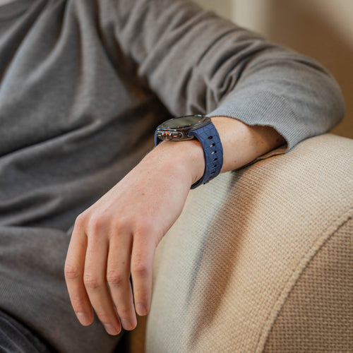 Samsung Galaxy Watch Ultra 2 siliconen band 'Hexagons' (donkerblauw)