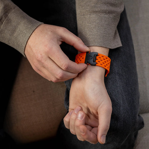 Apple Watch siliconen air bandje met P-Buckle (oranje)