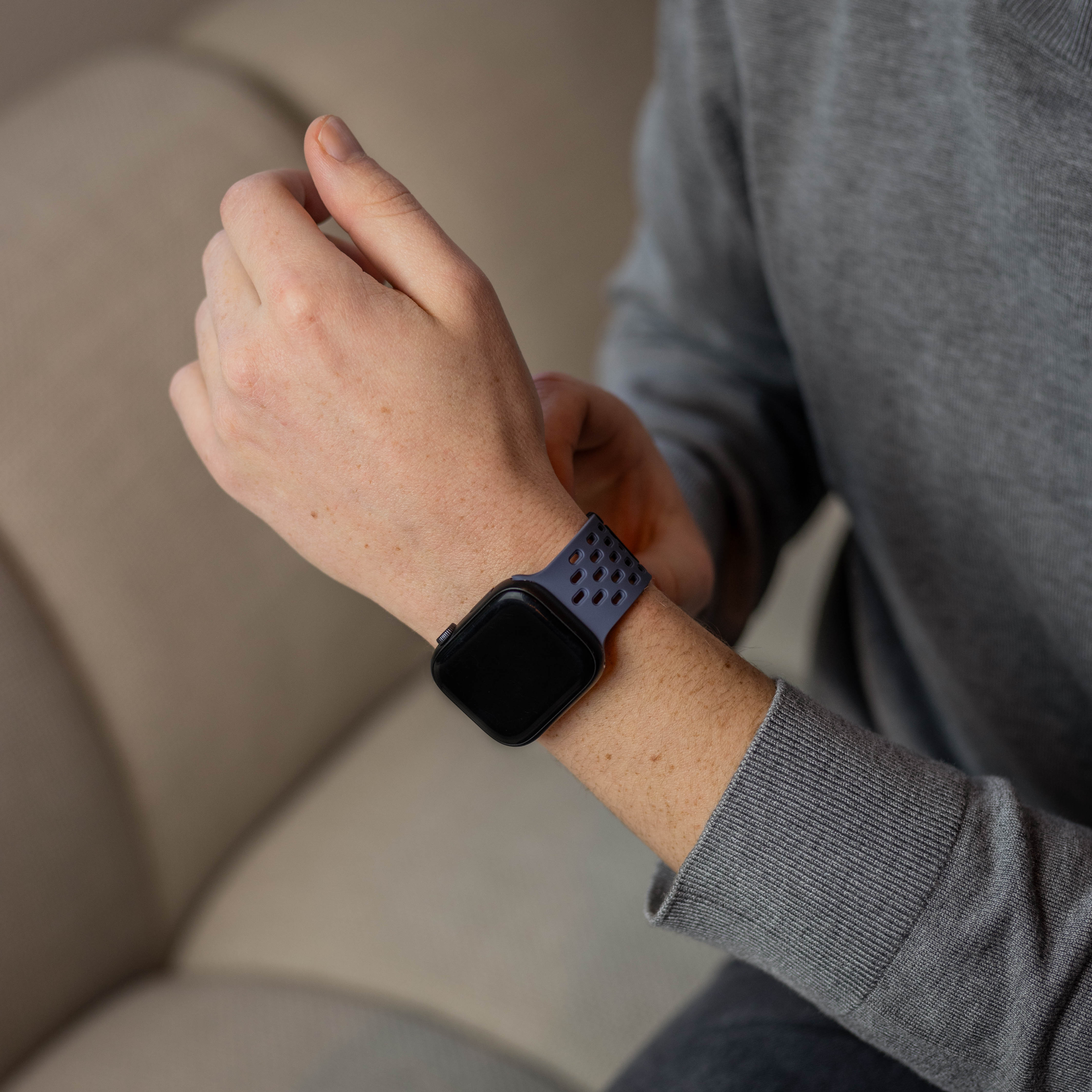 Apple Watch siliconen air bandje met P-Buckle (grijsblauw)