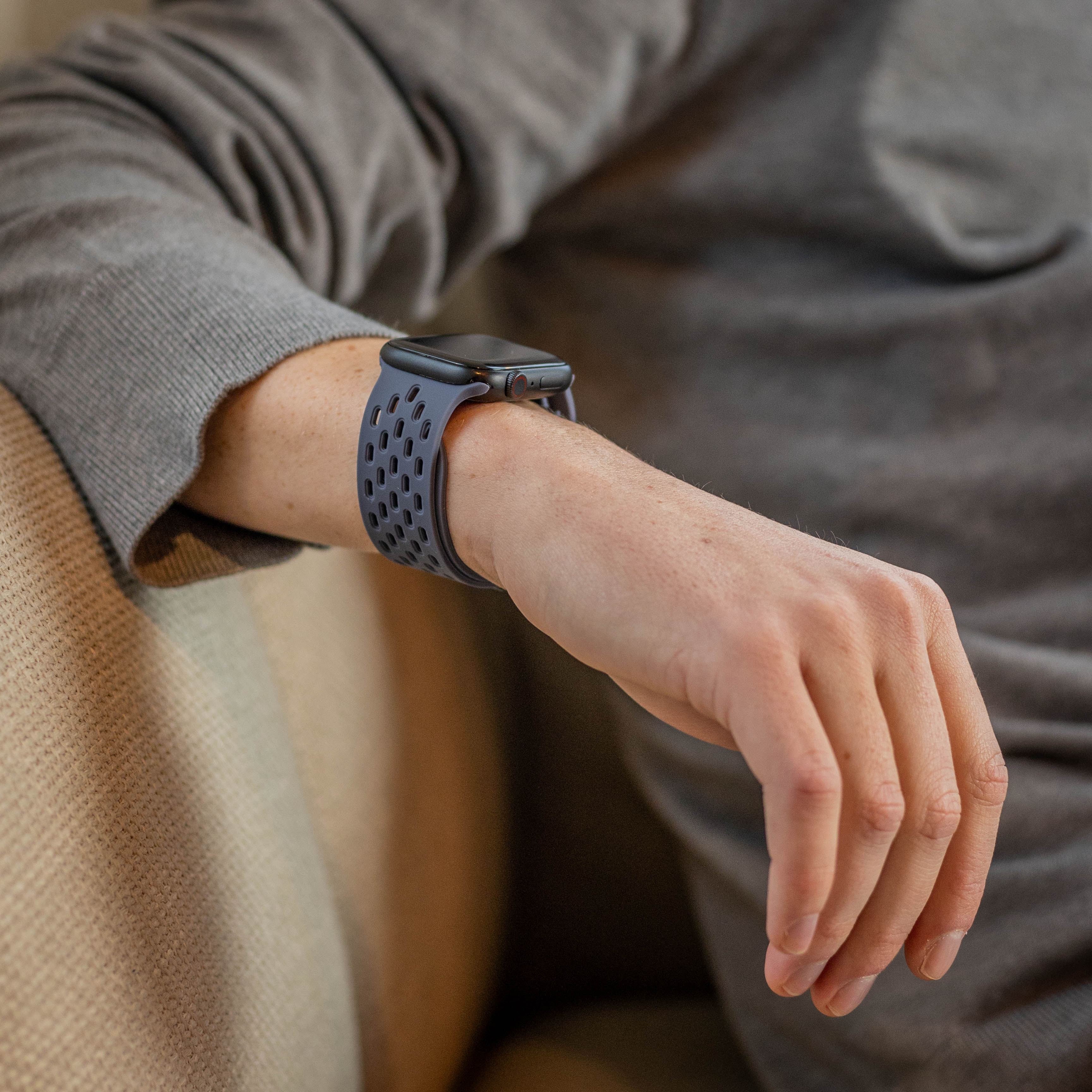 Apple Watch siliconen air bandje met P-Buckle (grijsblauw)