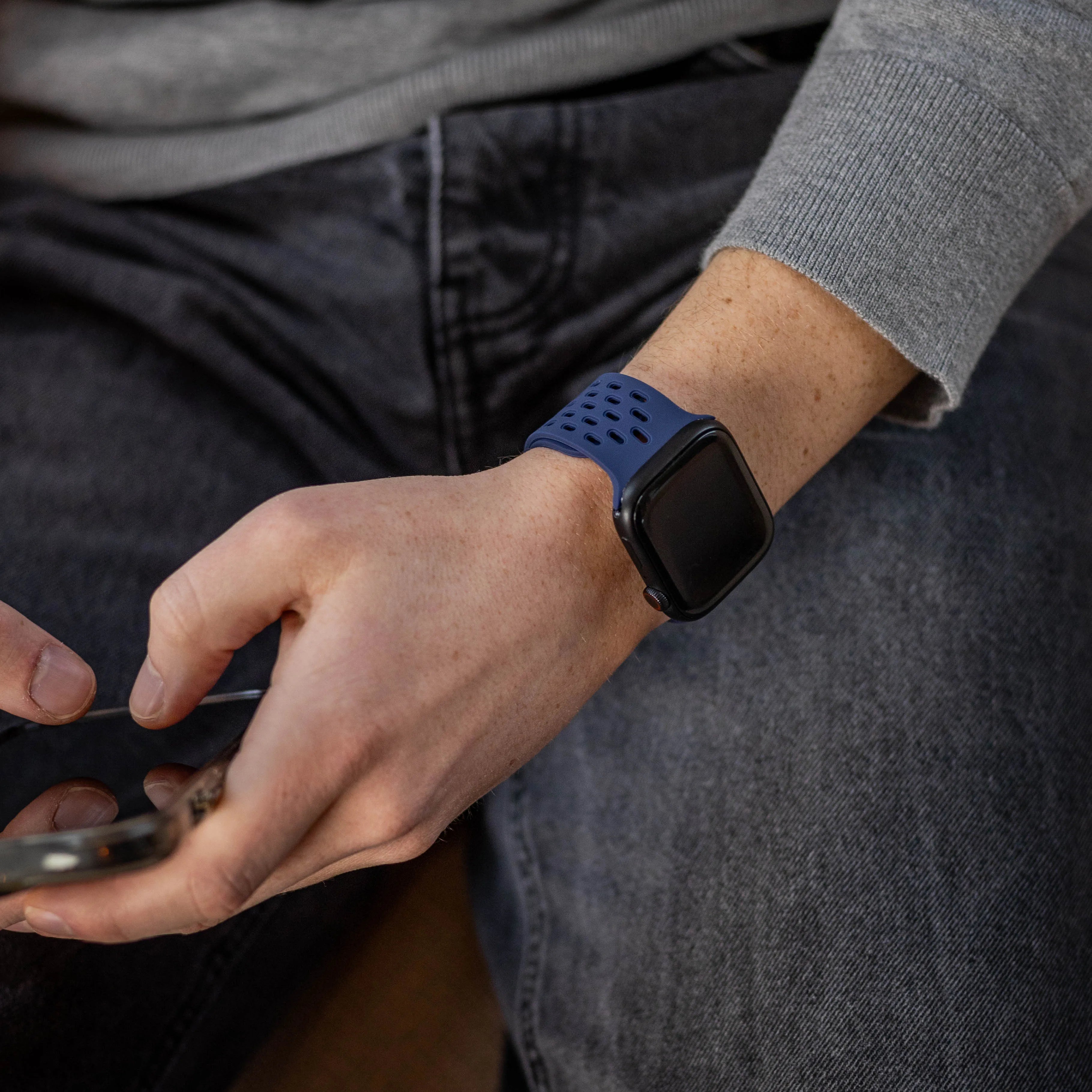 Apple Watch siliconen air bandje met P-Buckle (donkerblauw)