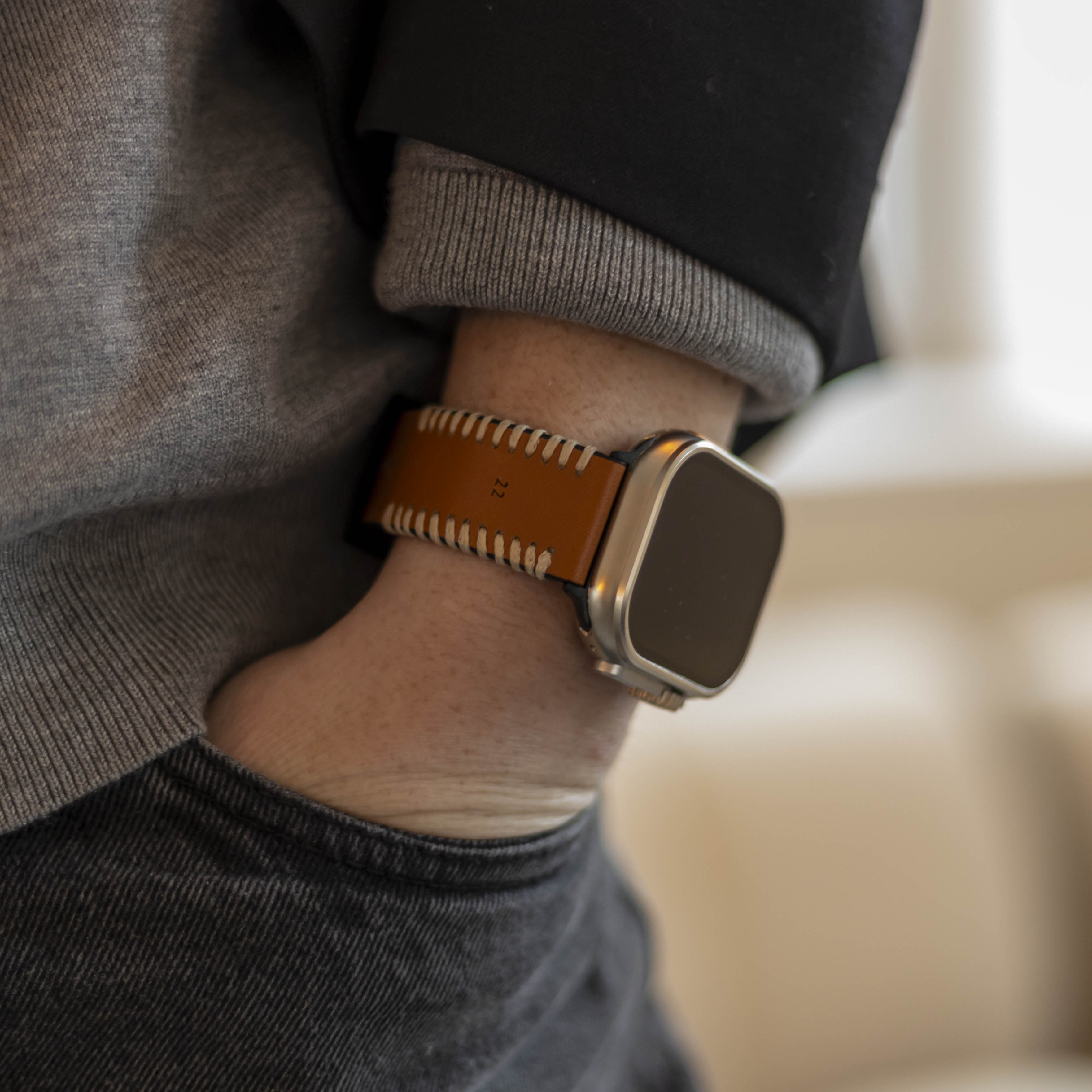 Apple Watch Stitched leren band (bruin)