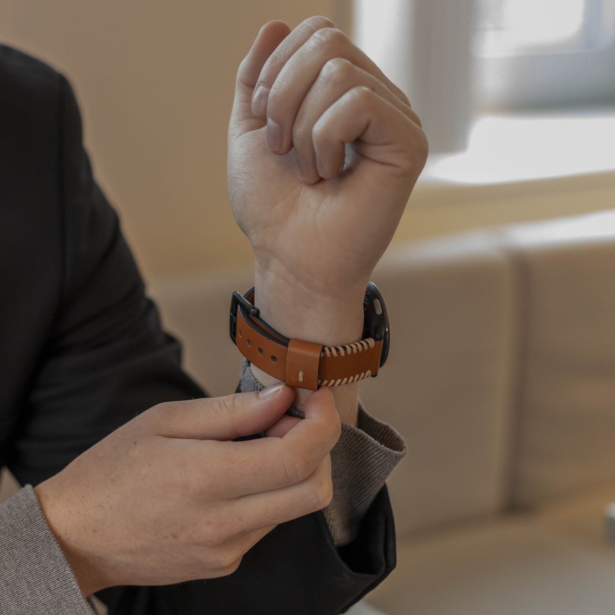 Oppo Watch X2 Stitched leren band (bruin)