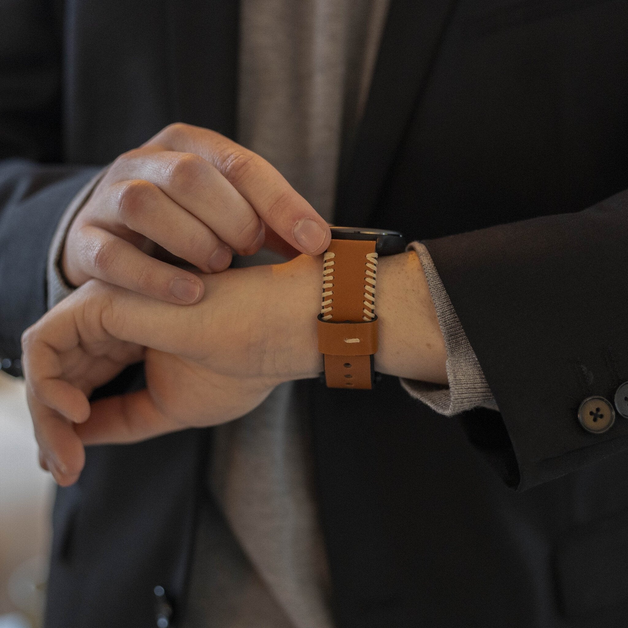 Oppo Watch X2 Stitched leren band (bruin)