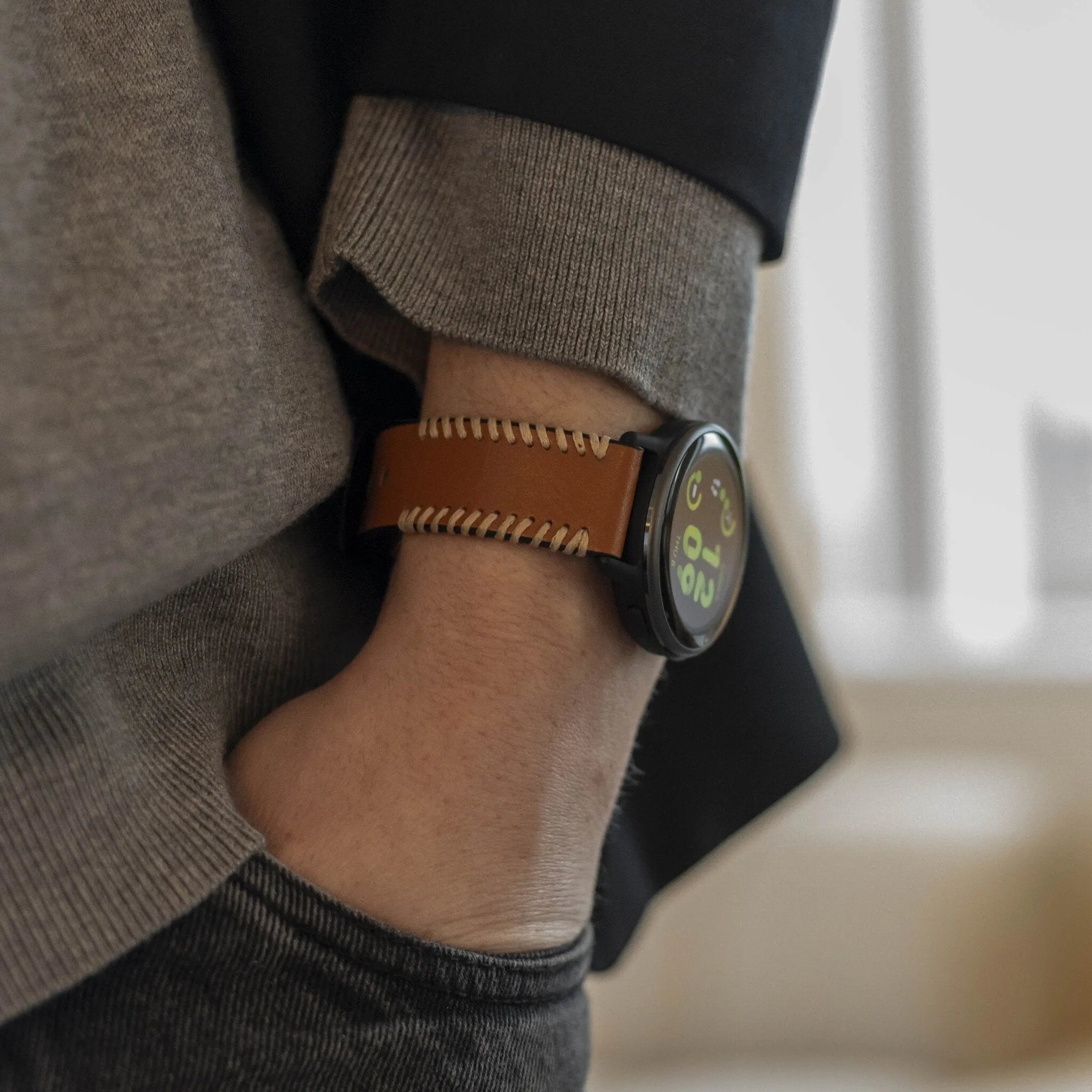 Oppo Watch X2 Stitched Leather Strap (Brown)