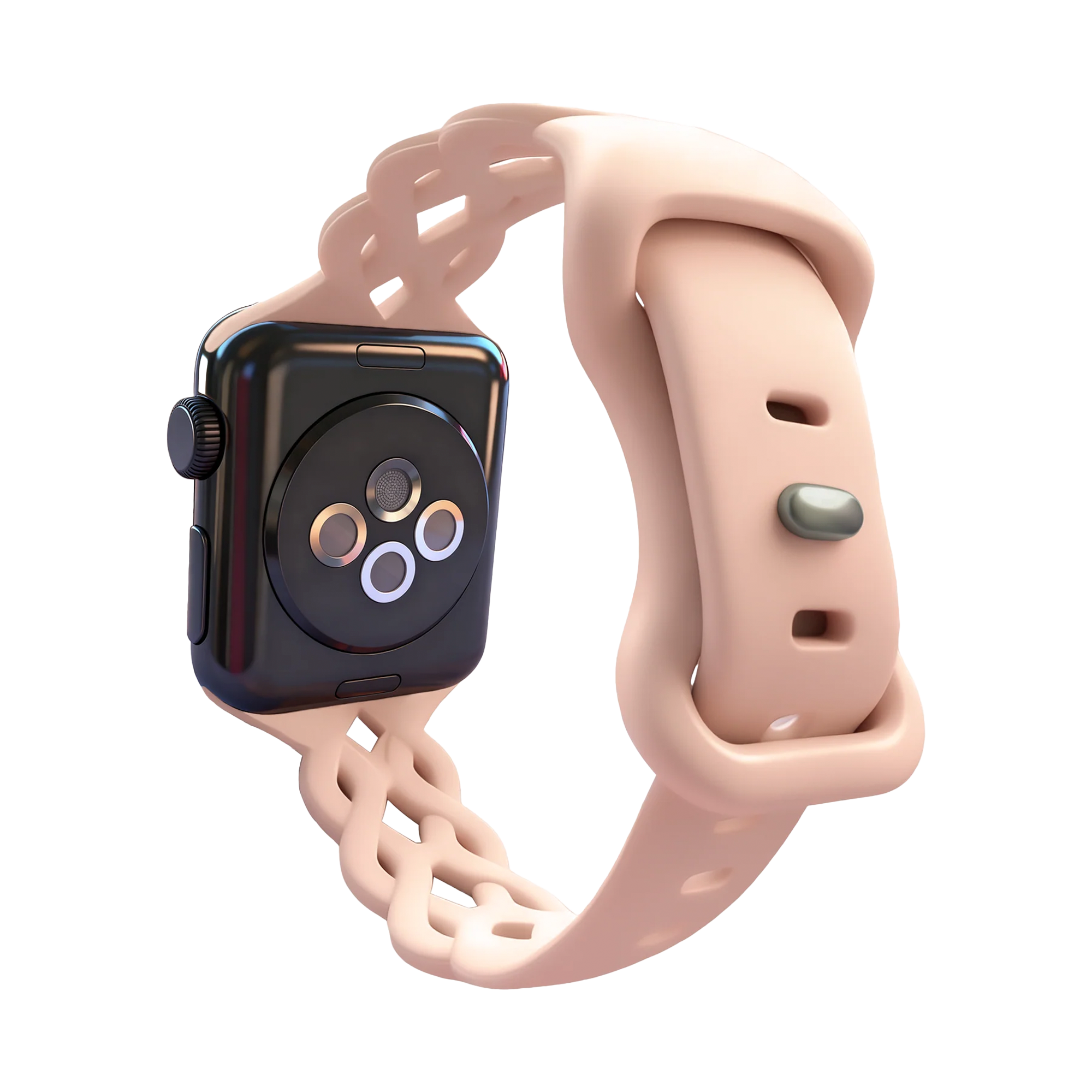 Bandz Apple Watch siliconen band 'Braided' (pink sand)