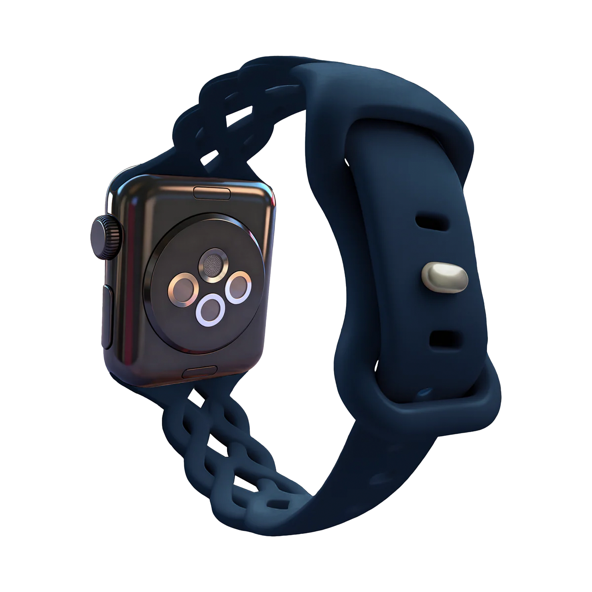 Bandz Apple Watch siliconen band 'Braided' (donkerblauw)