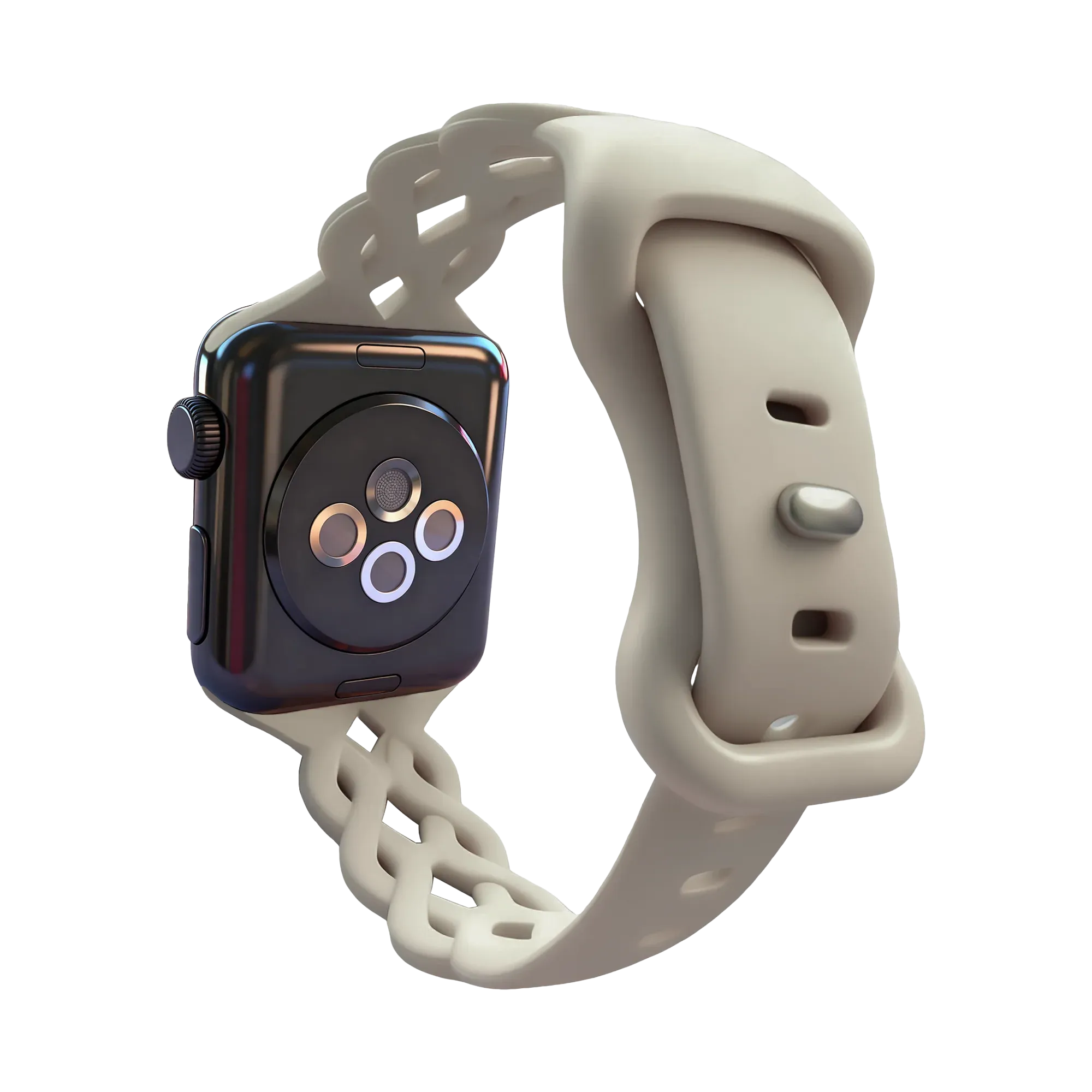 Bandz Apple Watch siliconen band 'Braided' (lichtbeige)