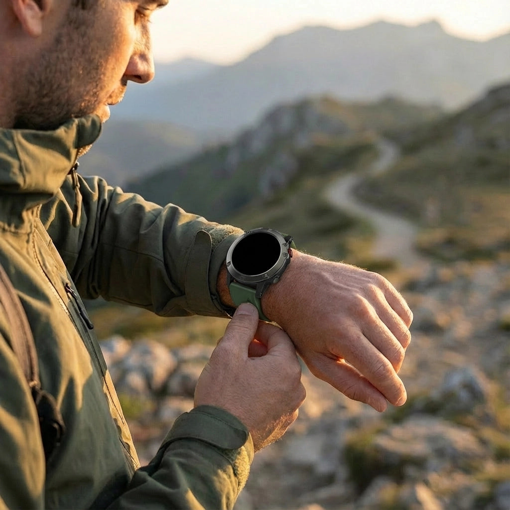 Bandz Garmin Quatix 5 / 6 / 7 dual sport gesp band (groen/zwart)