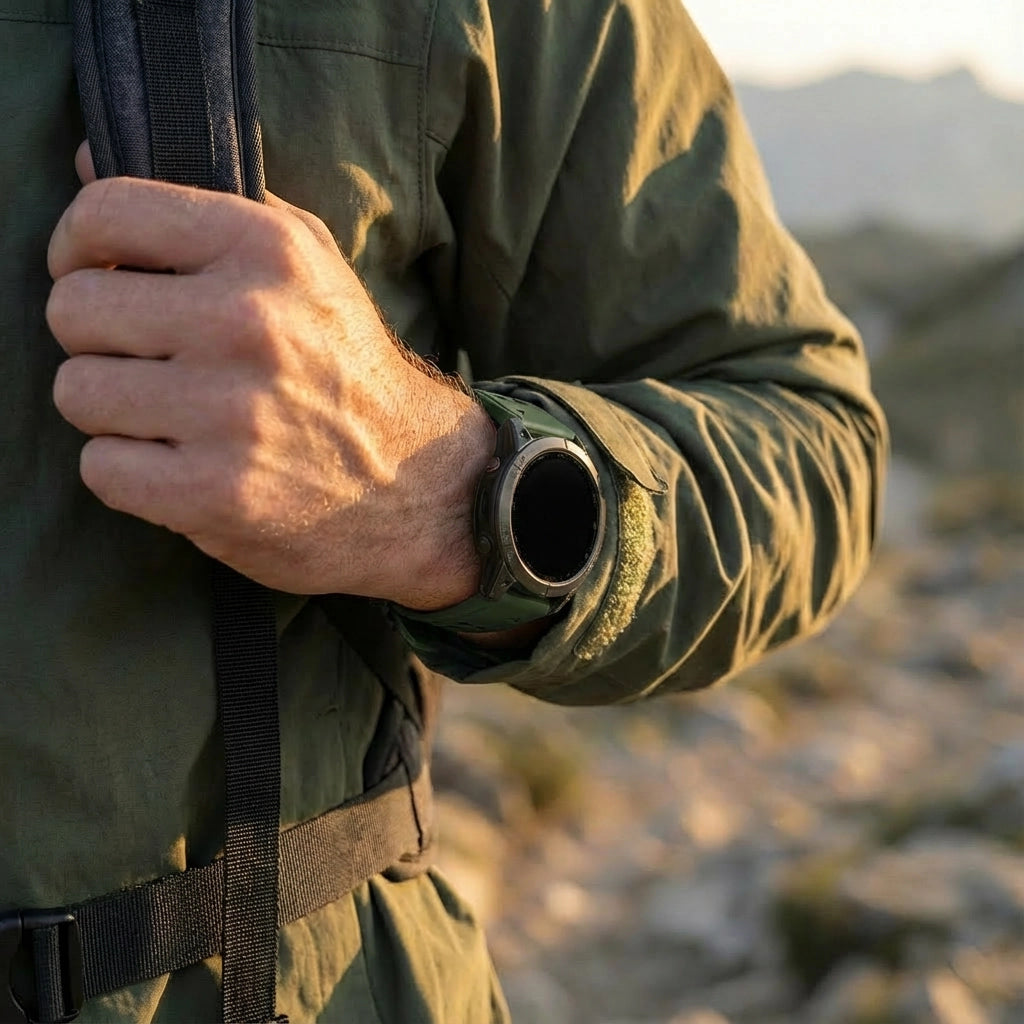 Bandz Garmin Quatix 5 / 6 / 7 dual sport gesp band (groen/zwart)