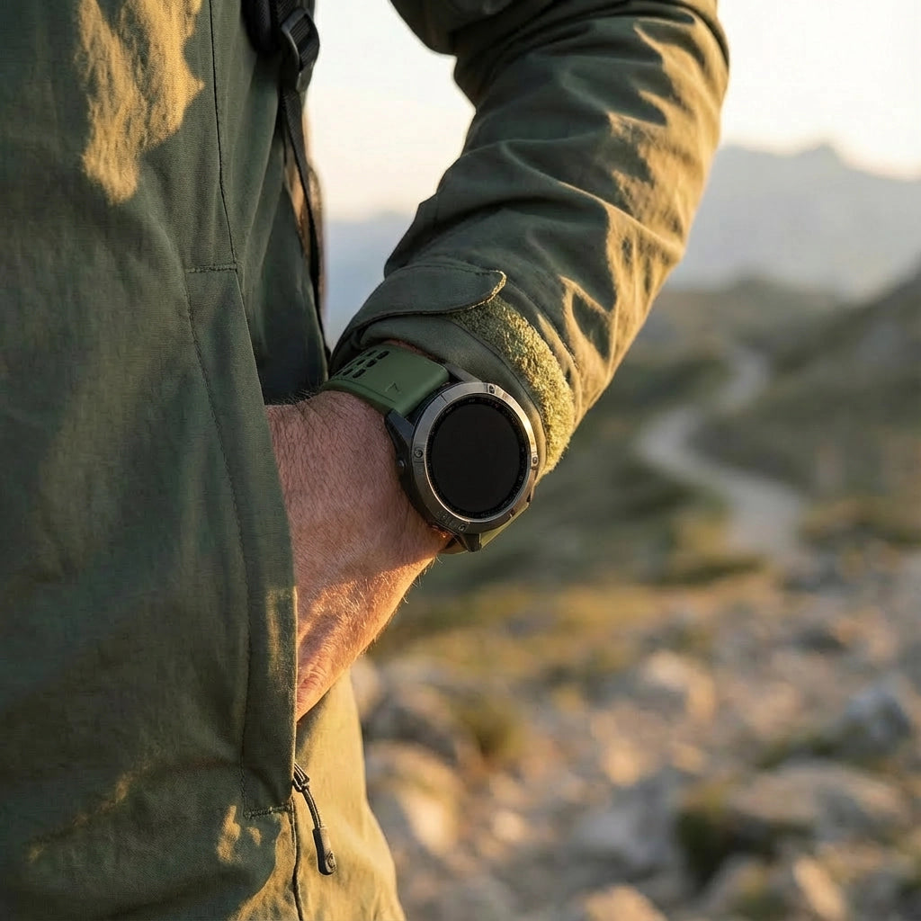 Bandz Garmin Quatix 5 / 6 / 7 dual sport gesp band (groen/zwart)