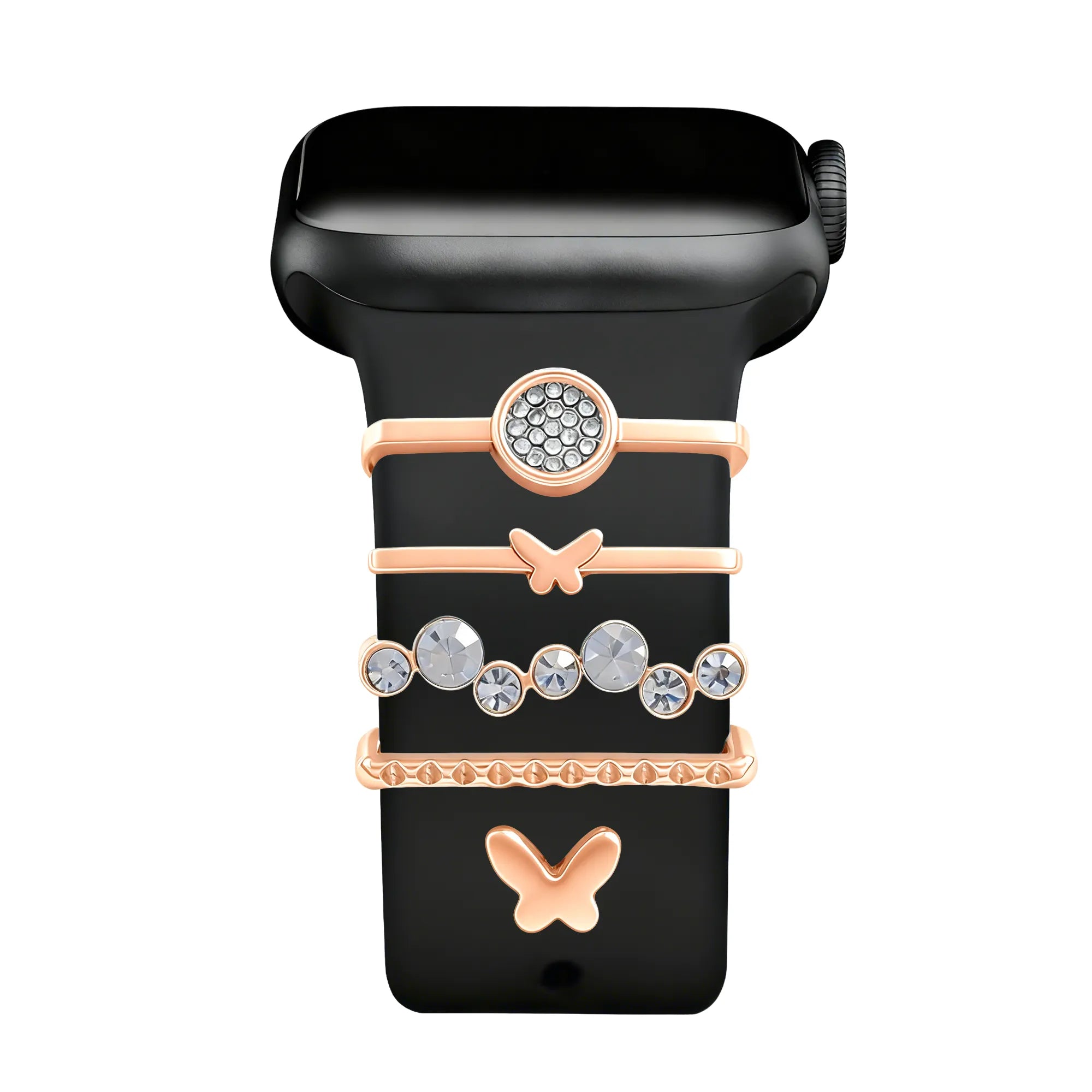 Horlogeband charm - vlinders (rosé goud)