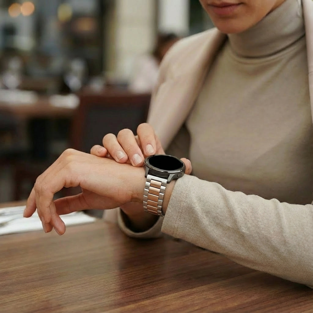 Bandz Garmin Vivoactive 4s Steel Strap 'Classic' (Silver/Rose Gold)