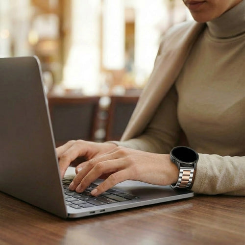 Bandz Garmin Venu 4 - 41mm stalen band 'Classic' (zilver/roségoud)