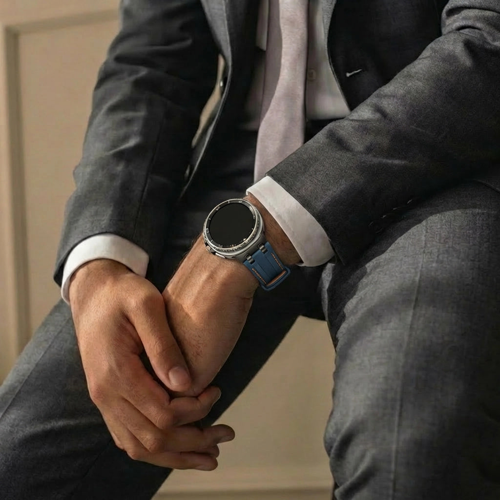 Samsung Galaxy Watch 8 - 40mm solide lederen band (donkerblauw)