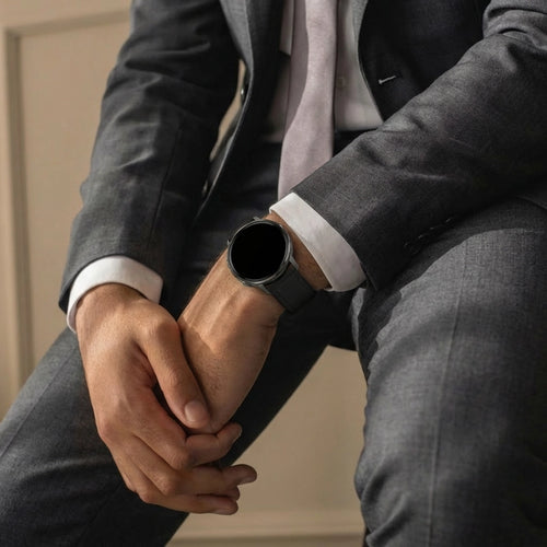 Bandz Garmin Vivoactive 6 lederen band 'Hybrid' (zwart)