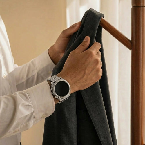 Garmin Approach S62 titanium hybrid band (zilver)