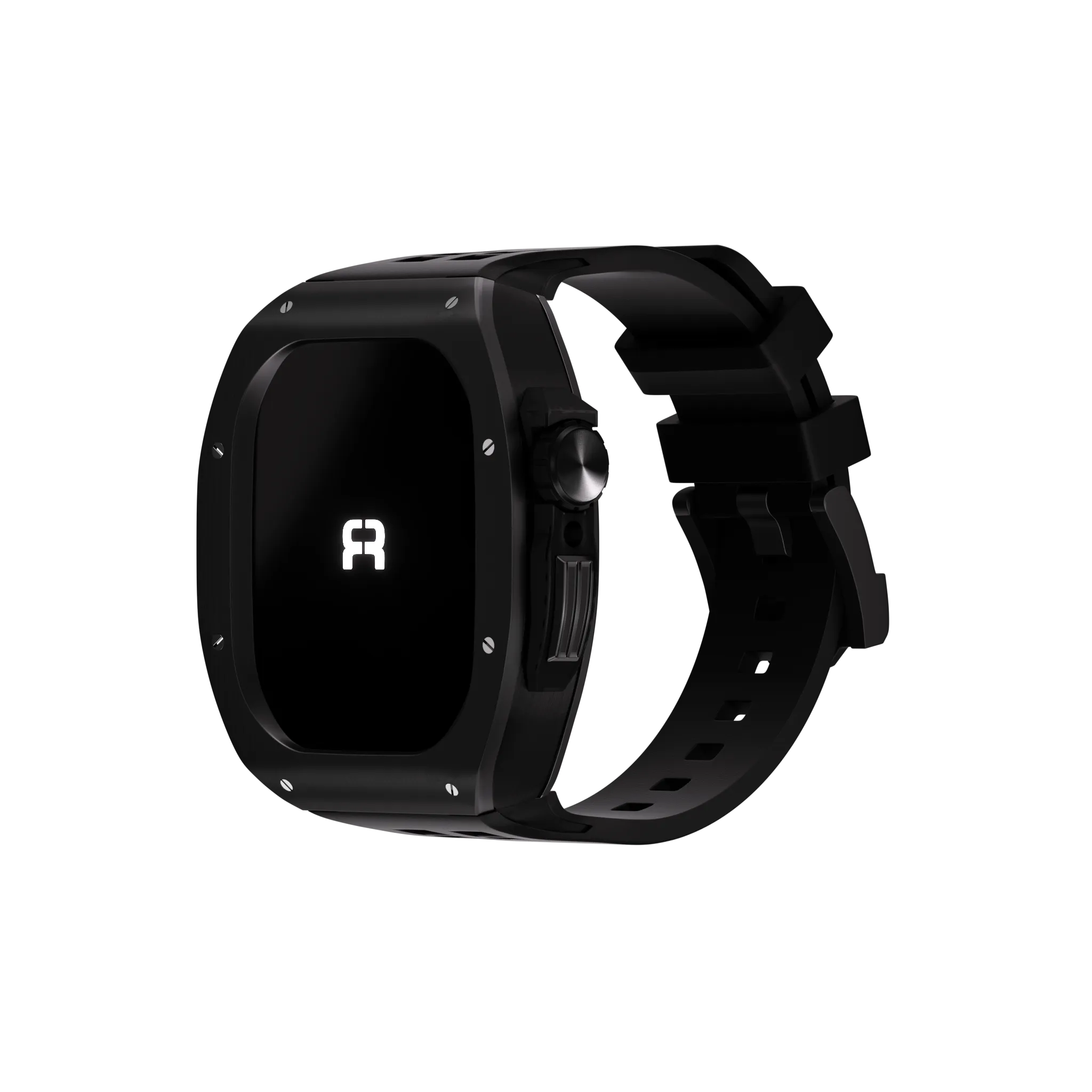 Reqior Apple Watch 45mm polymer en metalen case met rubberen band (zwart)