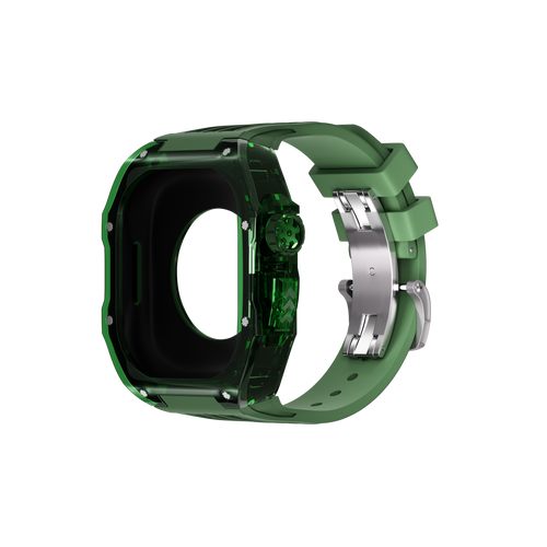 Reqior Apple Watch 45mm polymer case met rubberen band (groen)