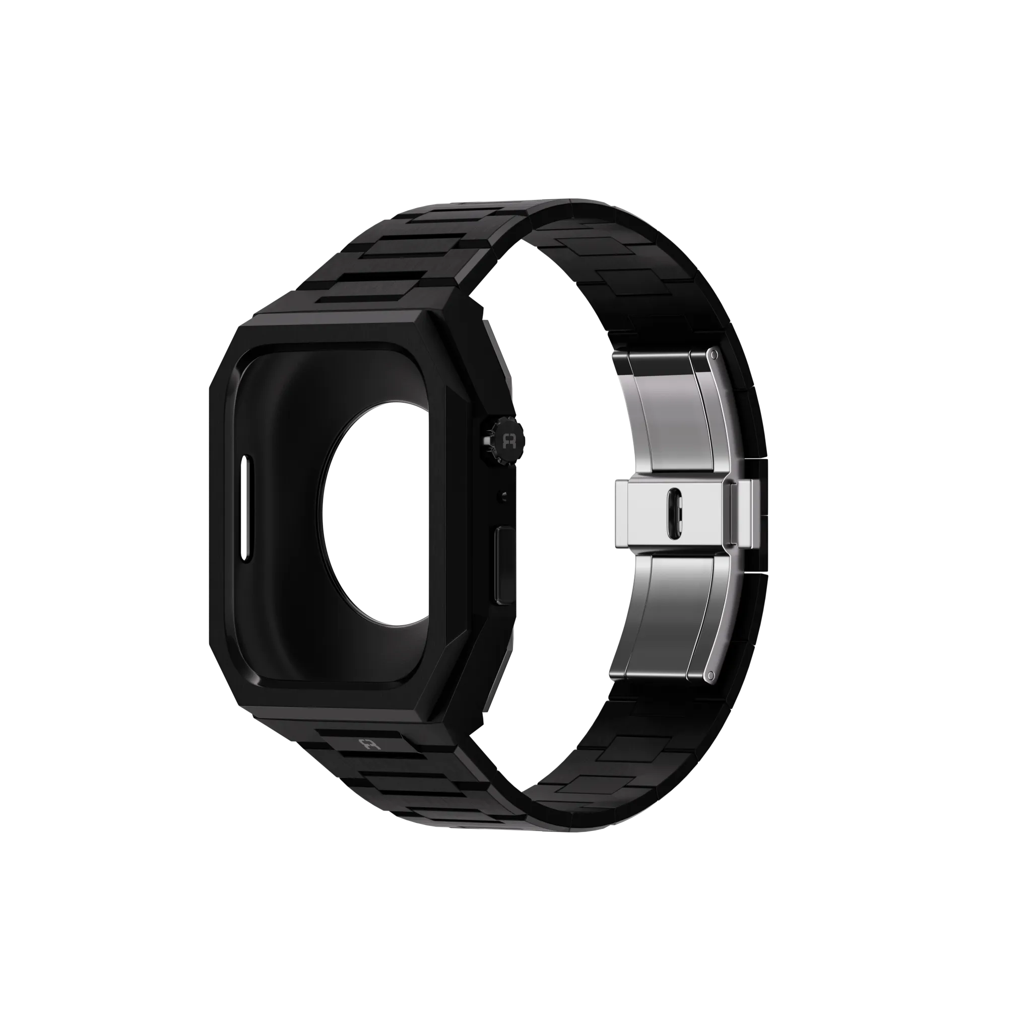 Reqior Apple Watch 45mm case met stalen band 'Nautilus' (zwart)