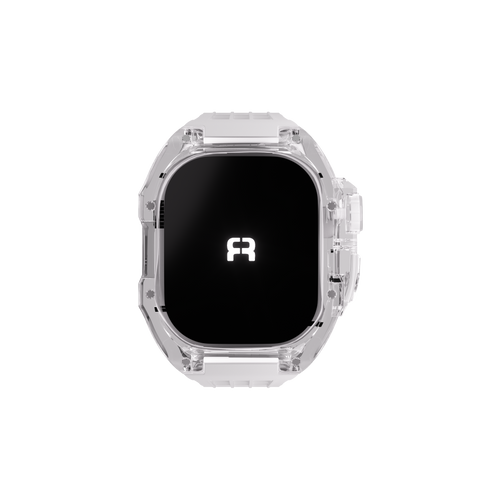 Reqior Apple Watch 45mm polymer case met rubberen band (transparant)
