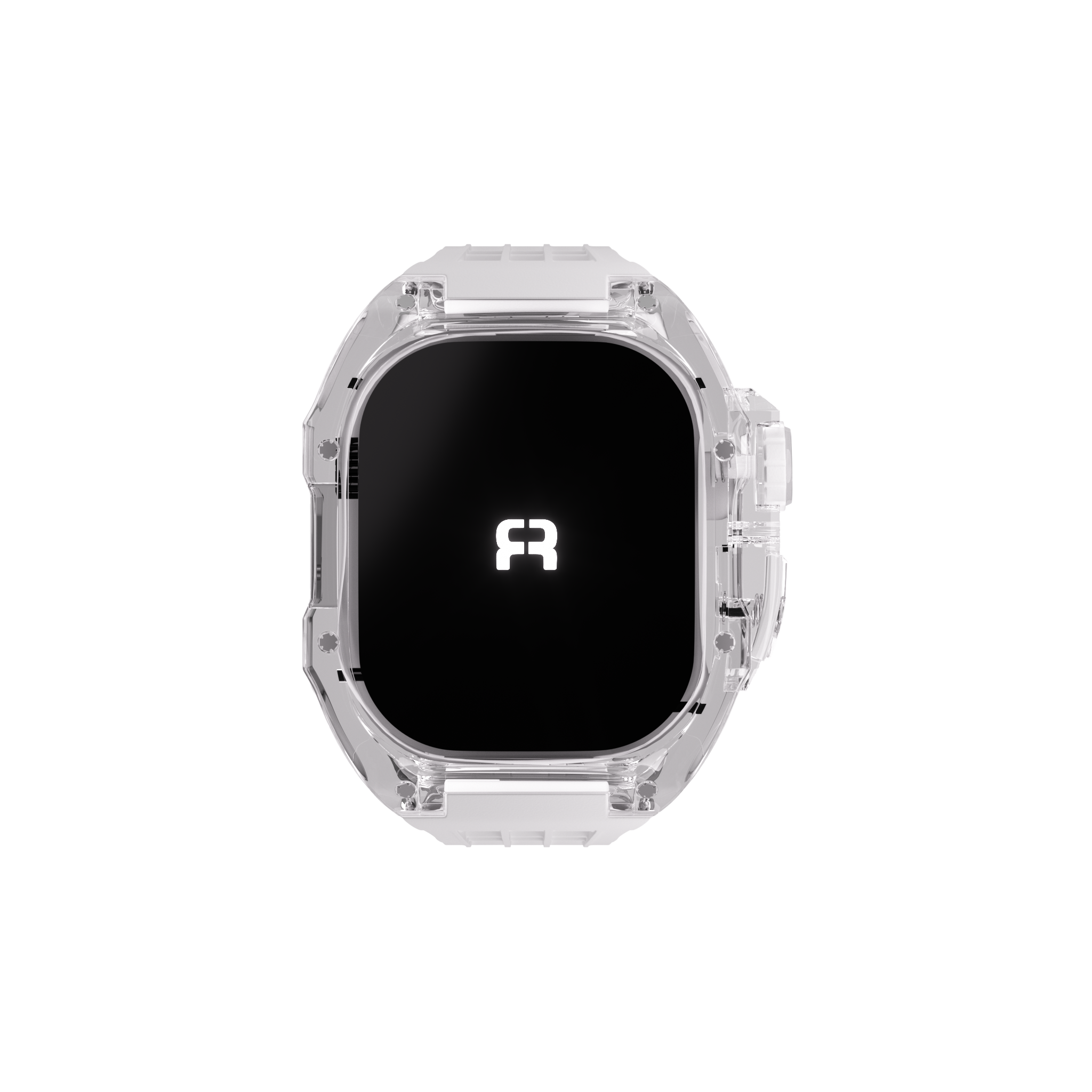 Reqior Apple Watch 45mm polymer case met rubberen band (transparant)