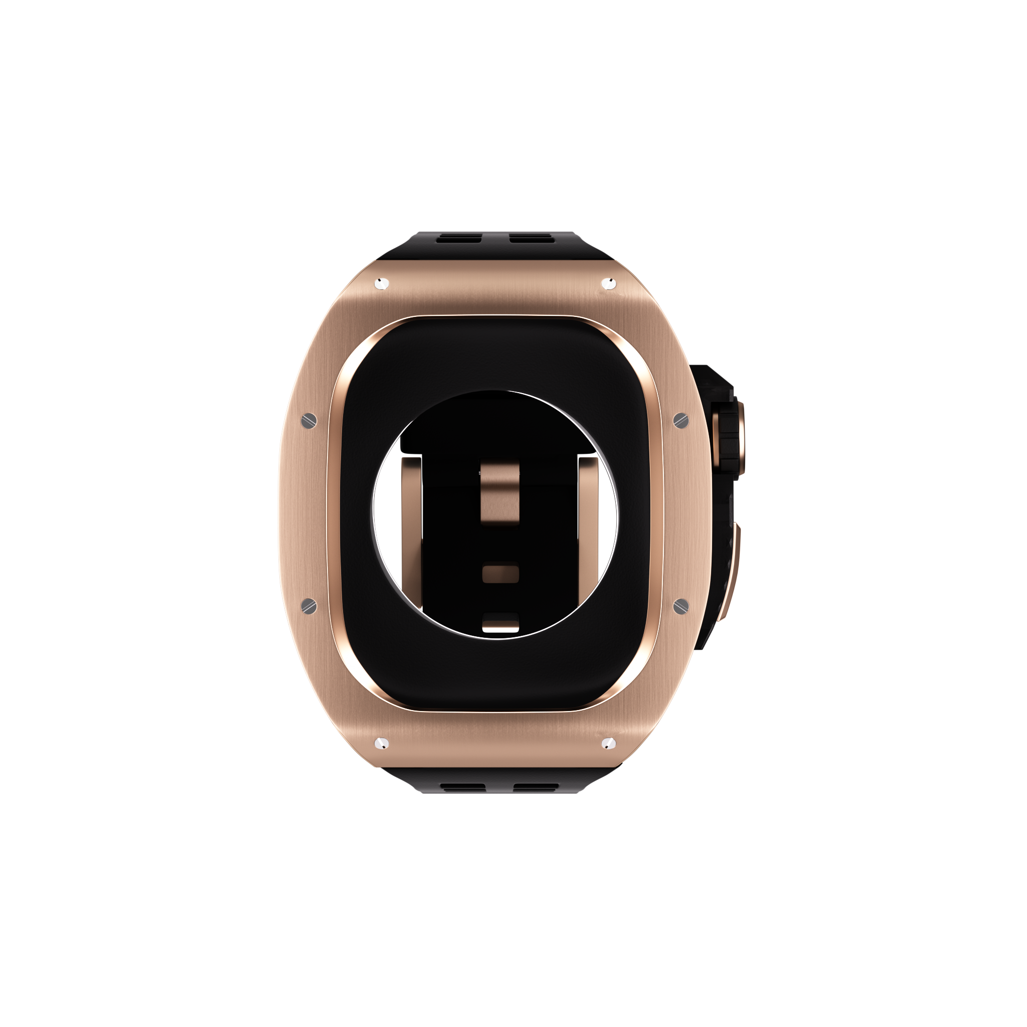 Reqior Apple Watch 45mm polymer en metalen case met rubberen band (roségoud)