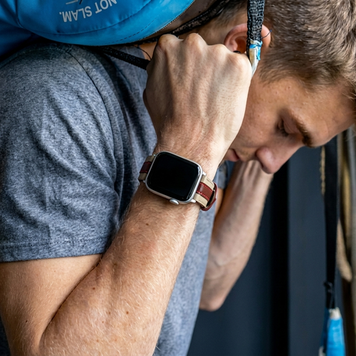 Apple Watch slim hybrid leren band (beige/rood)