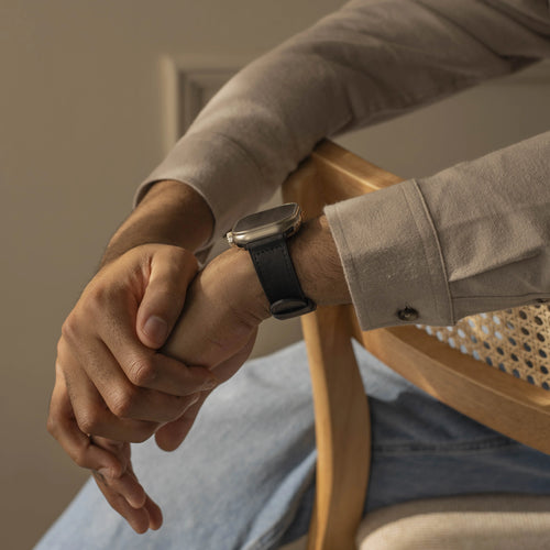 Apple Watch leren hybrid gesp bandje (zwart)