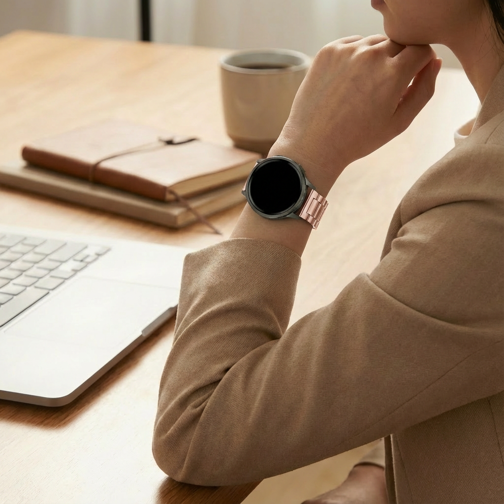 Bandz Garmin Venu 2 Plus stalen band 'Classic' (roze)