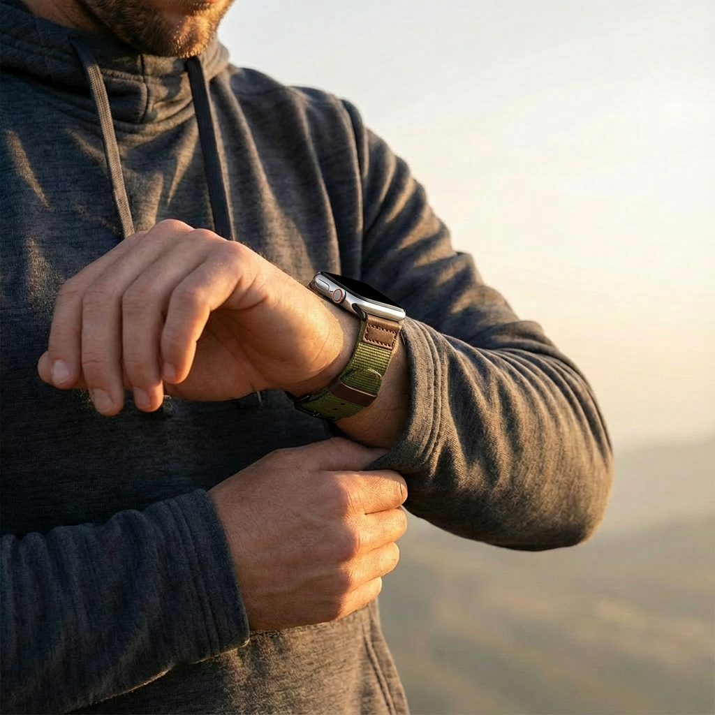 Apple Watch canvas bandje (legergroen)