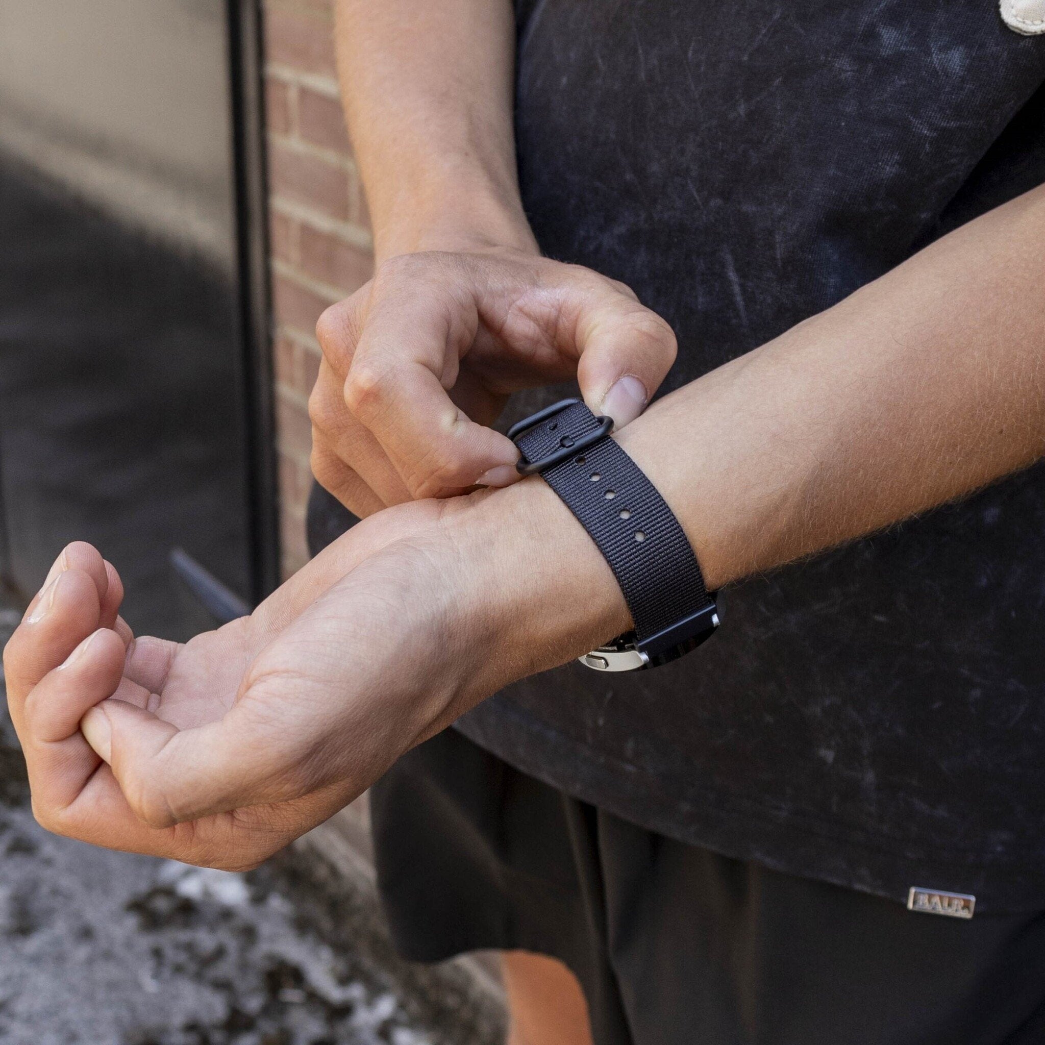 BALR Xiaomi Amazfit Bip nylon band met gesp (zwart)